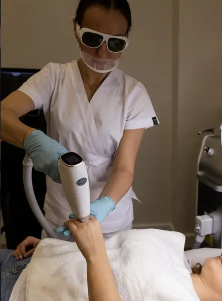 Professional beauty treatment in progress